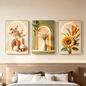 Vaso Boho Moderno in Ceramica Lucida Premium con Effetto 3D in Rilievo, Stampa a LED con Ombra Simulata di Farfalla e <span class=keywords><strong>Girasole</strong></span>, Colore Caldo Neutro - Product Image 2