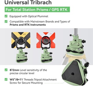 Adaptateur de tribrach de topographie SingularXYZ, base à trois griffes verte, plomb optique, filetage 5/8 po, pour station totale GNSS GPS RTK <span class=keywords><strong>et</strong></span> prisme - Product Image 2