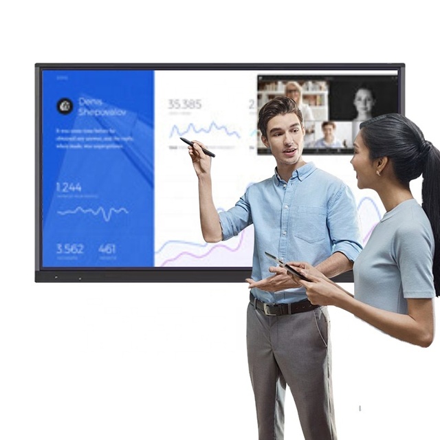 Factory Wholesale All-In-One PC Interactive Flat Panel Education Meetings 75 Inch LCD Touch Screen 4K Resolution 5 Year Warranty