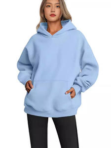 Grosir OEM kualitas tinggi Vintage warna Solid kasual lengan panjang kualitas baik wanita Pullover sweater Hoodie - Product Image 2
