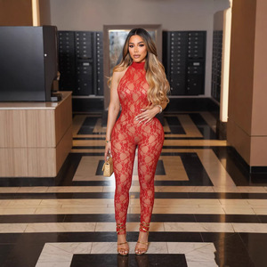 PEEQI 2770 Nuova Collezione Estate 2026 Tuta Sexy da Donna in <span class=keywords><strong>Pizzo</strong></span> Scavato Senza Maniche con Halter e Schiena Scoperta, Tuta Intera da Donna - Product Image 3