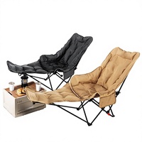 Chaise de camping pliante inclinable moderne à trois niveaux avec dossier, en acier inoxydable, pour l'extérieur, vente en gros