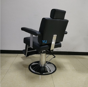 Sillón de Barbería de Estilo Antiguo 2025, Tapizado en Cuero Negro y Dorado, con Bomba Hidráulica y Base Redonda, para Peluquería - Product Image 3