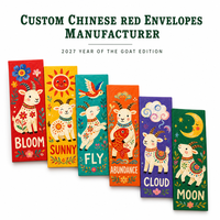 Pochette rouge personnalisée avec motif de dessin animé, édition 2027 Année du Chèvre, impression flexographique à encre aqueuse, pour cadeau de lancement de centre commercial