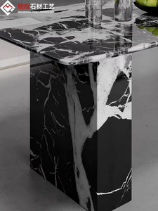 Table à manger rectangulaire en pierre naturelle de <span class=keywords><strong>Dali</strong></span>, style luxe léger, pour petit appartement, mobilier de maison, imperméable et résistant aux taches - Product Image 2