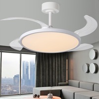 Ventilateur de plafond silencieux à moteur DC 6 vitesses avec télécommande, lumière LED WiFi via application, design rétro, garantie 10 ans