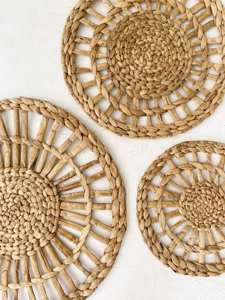 Juego de 3 Platos Decorativos de Jacinto de Agua Tejidos a Mano, Arte Mural Boho Estético y Sostenible para el Hogar Moderno - Product Image 4