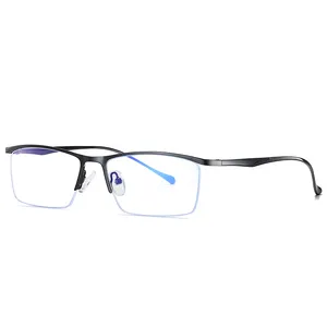 New Fashion Glasses Optical Eyeglasses Frame Business Men Blue Light Glasses Half Rim Computer Cellphone Eyewear