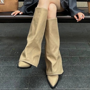 2025 nouvelles <span class=keywords><strong>bottes</strong></span> à <span class=keywords><strong>mollet</strong></span> larges populaires Logo personnalisé femmes mi-<span class=keywords><strong>mollet</strong></span> bloc talon <span class=keywords><strong>marron</strong></span> chaussures mi-talon mode sans lacet <span class=keywords><strong>bottes</strong></span> amples - Product Image 6