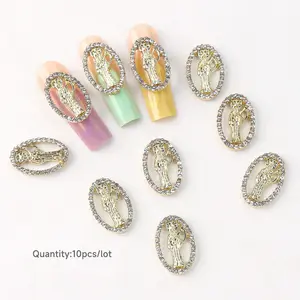 Fashion 3D san judas virgin mary nail charms alloy diamond rhinestones virgin mary charms for nails