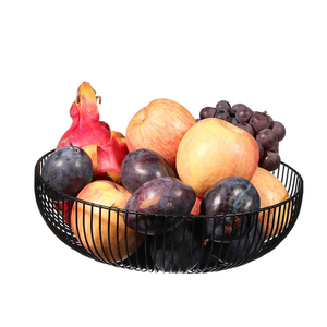 Tabletop Geometry Fruit Basket Iron Black Vegetable Mesh Bowl Kitchen Storage Wire Metal Fruit Basket