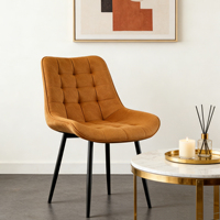 Ensemble de salle à manger en velours doux de style moderne pour restaurant français avec 8 chaises et table à manger