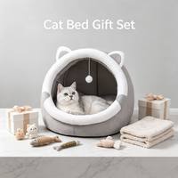 Nouveau lit pour chat Jiji amovible toutes saisons en coton PP, design lapin semi-fermé, rose, pour garder au chaud
