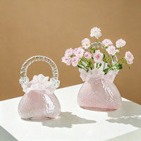 Vase en verre artistique élégant et haut de gamme, style panier, créatif et portable, pour la décoration du salon