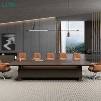 Ensemble de table de conférence moderne LIYU avec chaises - Table de salle de réunion en bois robuste pour la maison, le bureau, la salle à manger, 12 places, mobilier commercial