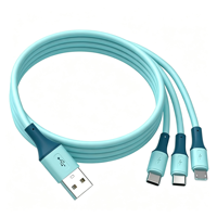 Este cable de carga 3 en 1 es compatible con teléfonos inteligentes Android, iPhone y tipo C. Hecho de material de silicona líquida
