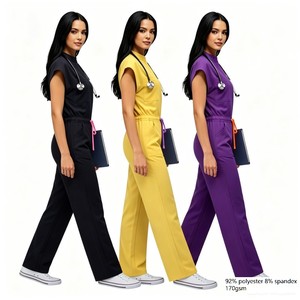 Tuta intera stile jogger con polsini a costine e gamba dritta, colore verde acqua, con collo alla coreana, 1 pezzo, modello 42388, con cerniera apribile - Product Image 1