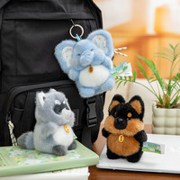 Porte-clés en peluche animaux mignons : chiot, cerf, éléphant – Pendentif de sac, mini-ornement suspendu amusant – Vente en gros
