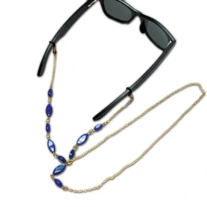 Contra alergia exquisita mano de obra decorar Metal oro ojo gafas Cadena de cuentas