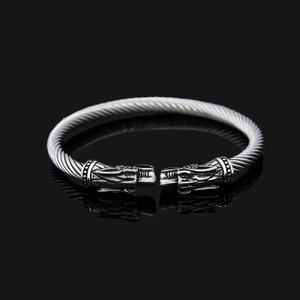 สร้อยข้อมือสแตนเลสสตีลลายหัวหมาป่าสไตล์ไวกิ้งสำหรับผู้ชาย แข็งแรง ทนทาน ดีไซน์ย้อนยุค คุณภาพสูง วินเทจ เครื่องประดับโลหะหนัก - Product Image 4