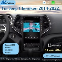 Radio para Auto de 256 GB y 13.6 Pulgadas para Jeep Cherokee 2014-2022, Estéreo Android Multimedia, Reproductor de Navegación GPS, Pantalla Vertical Inalámbrica