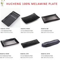 Assiettes de Dîner en Mélamine Incassable de Haute Qualité Alimentaire pour Buffet Traiteur Hôtellerie – Set d'Assiettes à Sushi Noir Mat pour Restaurant