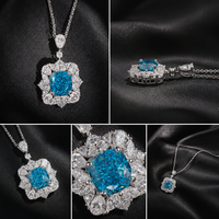 Pendentif en diamant de laboratoire bleu fantaisie taille coussin certifié IGI, en or massif 14K 18K, avec halo de diamants unique, idéal pour un cadeau