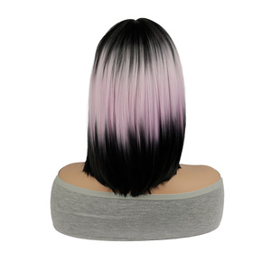 วิกผมบ๊อบสำหรับผู้หญิง - <span class=keywords><strong>ผม</strong></span><span class=keywords><strong>สั้น</strong></span>ตรงมีหน้าม้า วิกผมสังเคราะห์สีฟ้าไล่ระดับ สไตล์ยุโรปและอเมริกา - Product Image 4