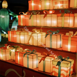 Подарочная коробка со светодиодной подсветкой, фонарь, Шелковый фонарь для праздничного рождественского дня рождения, украшения для стола, День отца, День благодарения - Product Image 4