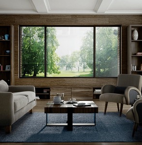 Fenêtre coulissante horizontale en aluminium à rupture de pont thermique certifiée CE, <span class=keywords><strong>RAL</strong></span> <span class=keywords><strong>7016</strong></span>, pour maison passive, à faible entretien - Product Image 2