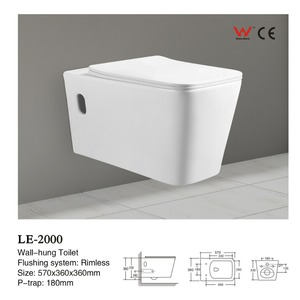 Inodoro suspendido CR C012 de cerámica sin borde, con descarga superior. - Product Image 2