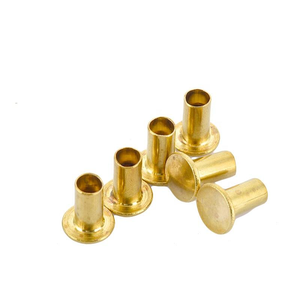 Rivets semi-tubulaires en laiton de formes variées en gros, rivets à tête ronde, rivets à tête plate, rivets tubulaires creux - Product Image 1