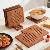Ensemble de dessous-de-plat en bois massif premium avec support de rangement vertical, résistant à la chaleur, pour casseroles et poêles, protection de table durable