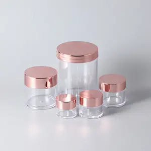 30ml 60ml 120ml 500ml Ps Plastic Cosmetic Cream Jar Lip Scrub Pink Gold Lids Acrylic Powder Jars for Nail Dip Powder 2oz 4oz