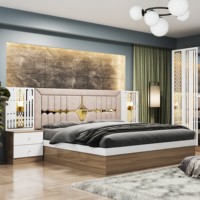 Ensemble de chambre à coucher Kusimi, version mise à jour, prix bas, moderne, tailles personnalisées, 5 pièces : lit, 2 tables de nuit, armoire, commode, réglable