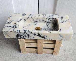 Vasque flottante en marbre Arabescato |   Lavabo mural en pierre naturelle artisanale |   Personnalisé, durable, écologique - Product Image 6