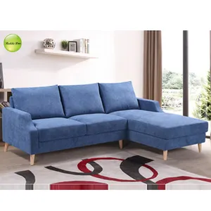 Canada latest fabric corner sofa, modern design for waiting room use with wooden legs W8111