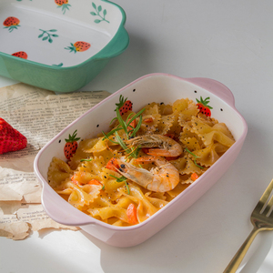 Bandeja <span class=keywords><strong>para</strong></span> <span class=keywords><strong>Hornear</strong></span> de Cerámica Pintada a Mano con Diseño de Fresas <span class=keywords><strong>para</strong></span> Uso Doméstico - Product Image 5
