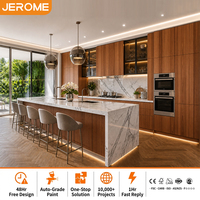 Meubles de cuisine modernes en placage de cèdre rouge, ensemble complet de placards et armoires minimalistes pour l'intérieur