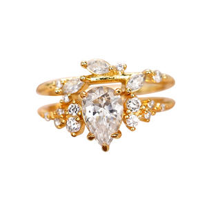 Anello da donna Q678 in oro massiccio 18 carati con diamante taglio a pera, colore D naturale, gioiello di fidanzamento per lei - Product Image 5