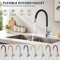 Keran Mixer Dapur Modern Bahan Stainless Steel 304 Lapisan Keramik, Terpasang di Dek, Dapat Diputar 360 Derajat