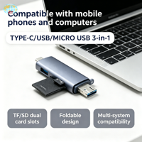 Hub USB 3.0/Tipo C 6 en 1 de 5 Gbps, Lector de Tarjetas de Memoria de 2 TB, Adaptador USB OTG, Unidad Flash, Compatible con PC, Laptop, Teléfono Móvil y Tableta