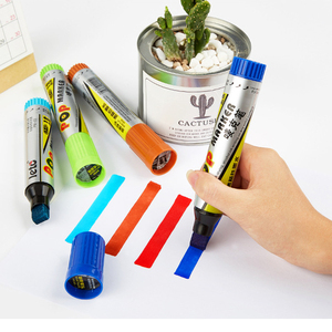 Factory Direct Selling Permanent Oblique Brush Tip 6mm Plastic 12 Colors Marker Pen for Kids <b>Drawing</b> Board Toys - Product Image 1