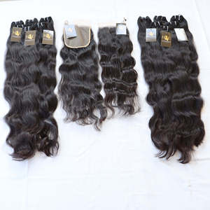 Raw Indian Temple Wefted HD Transparent pour Lace Frontal Closure Pré-collé Curly Wavy Loose Deep Human Hair Extensions Natural - Product Image 2