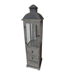 Homedecor, novedad, farol de <span class=keywords><strong>madera</strong></span> con superficie de metal, decoración del hogar con cajón - Product Image 1