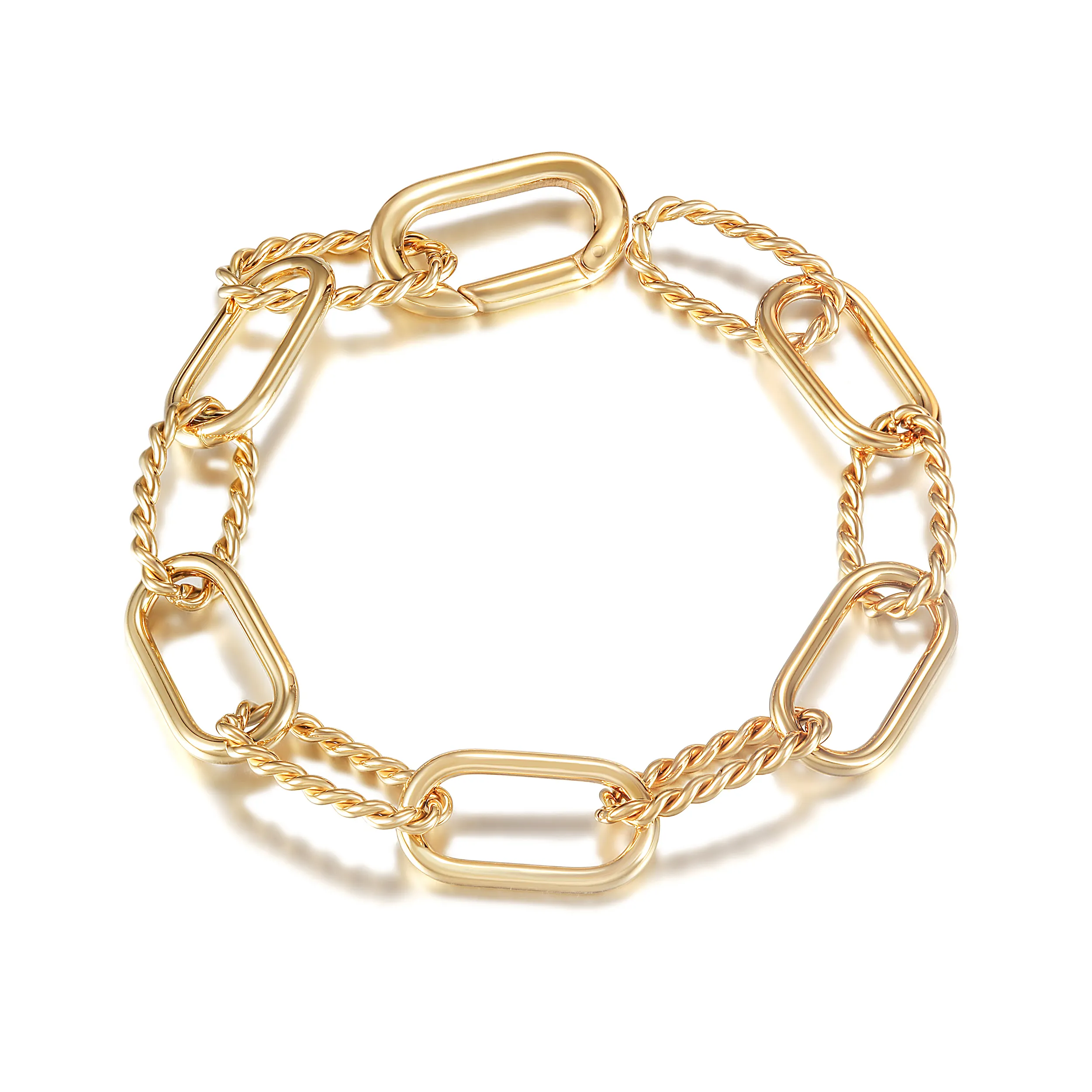 Stainless Steel Fashion Jewelry Twisted interlocking gold plated bracelet