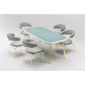 Juego de Comedor Moderno con 6 Sillas, Estructura Metálica Rectangular, Muebles Cómodos para el Hogar - Product Image 2