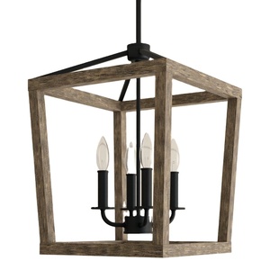 Lanterne rustique en fer forgé antique à 4 lumières, style bougie, pour cuisine, salle à manger, salon - Product Image 1