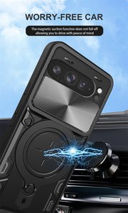 Đối với Google Pixel 8 9/9 Pro xl/8 9 Pro 9A trường hợp trượt máy ảnh ống kính bảo vệ 360 xoay chân đế điện thoại Armor trở lại trường hợp - Product Image 3