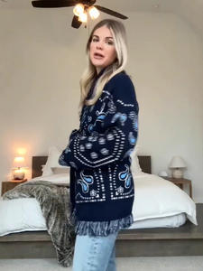 T3323 <span class=keywords><strong>Pull</strong></span> cardigan long décontracté et ajusté pour <span class=keywords><strong>femme</strong></span>, style européen et américain, nouveau, <span class=keywords><strong>oversize</strong></span>, à franges - Product Image 5